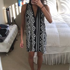 Black and White open front tunic shirt/dress SMALL
